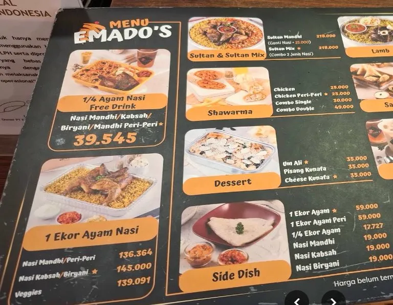 harga menu emados